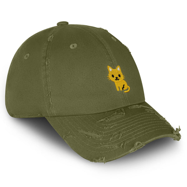 Cat Vintage Dad Hat Frayed Embroidered Cap Cute