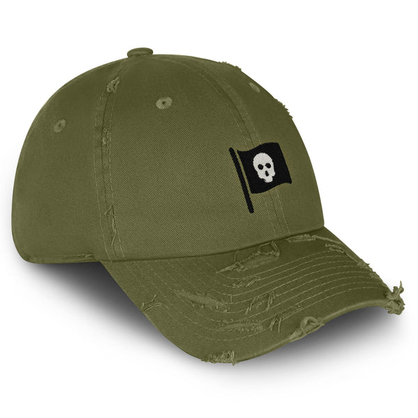 Skull Flag Vintage Dad Hat Frayed Embroidered Cap Pirate