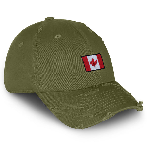 Canadian Flag Vintage Dad Hat Frayed Embroidered Cap Canada Logo