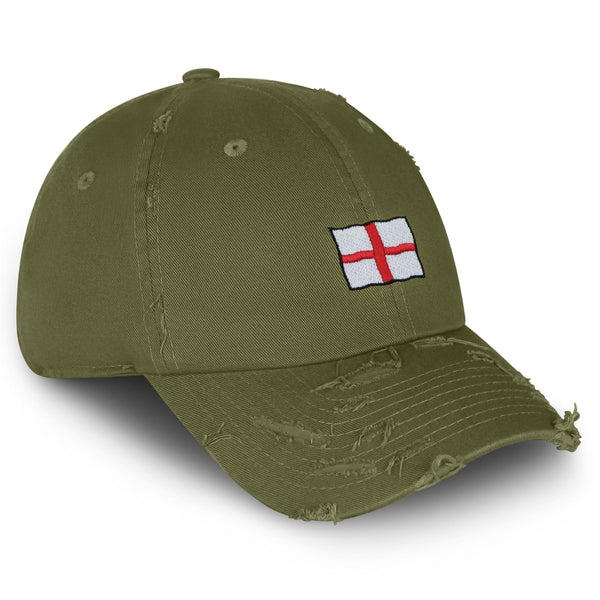 England Flag Vintage Dad Hat Frayed Embroidered Cap Fluttering