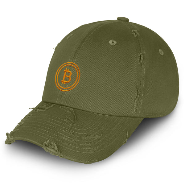 Bitcoin Vintage Dad Hat Frayed Embroidered Cap Cryptocurrency