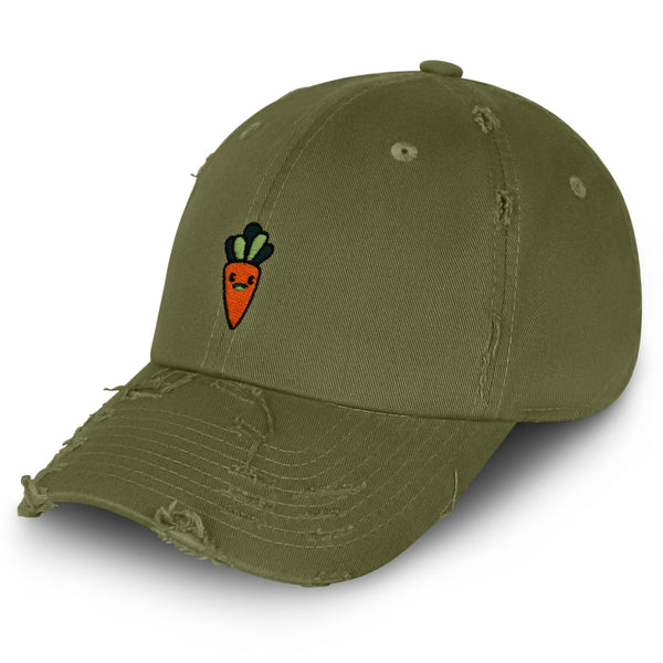 Smiling Carrot Vintage Dad Hat Frayed Embroidered Cap Vegetable Vegan