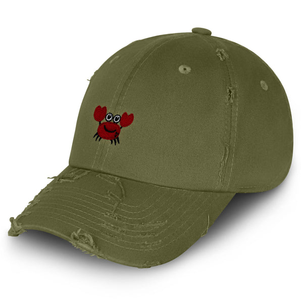 Funny Crab Vintage Dad Hat Frayed Embroidered Cap Ocean Sea, Fishing