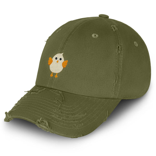 Cute Chick Vintage Dad Hat Frayed Embroidered Cap Chicken