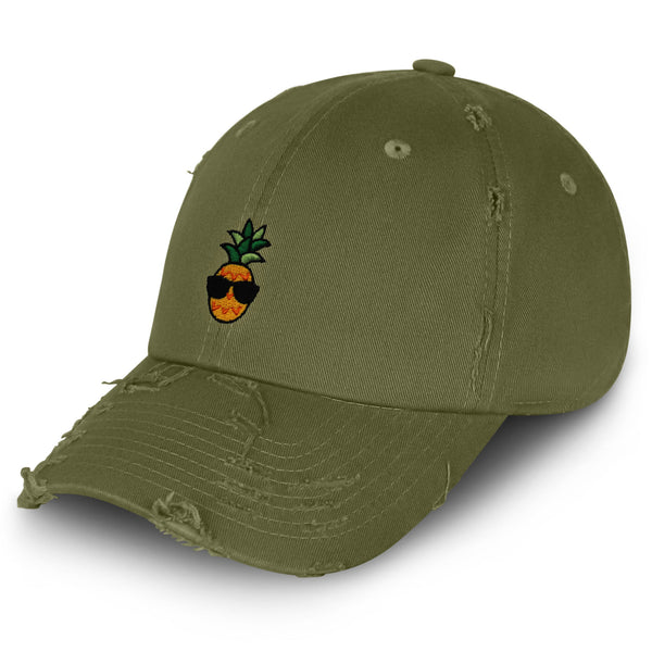 Pineapple Man Vintage Dad Hat Frayed Embroidered Cap Sunglasses