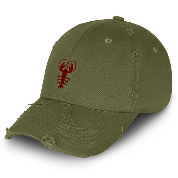 Lobster Vintage Dad Hat Frayed Embroidered Cap Shellfish Foodie