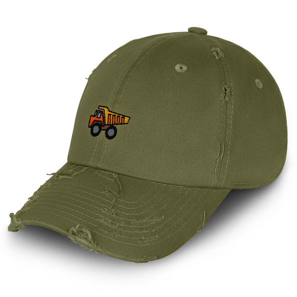 Truck Vintage Dad Hat Frayed Embroidered Cap Construction