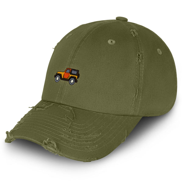 Offroad SUV Vintage Dad Hat Frayed Embroidered Cap 4WD