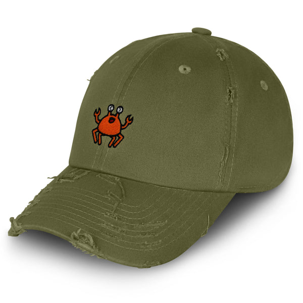 Funny Crab Vintage Dad Hat Frayed Embroidered Cap Ocean Fish, Fishing