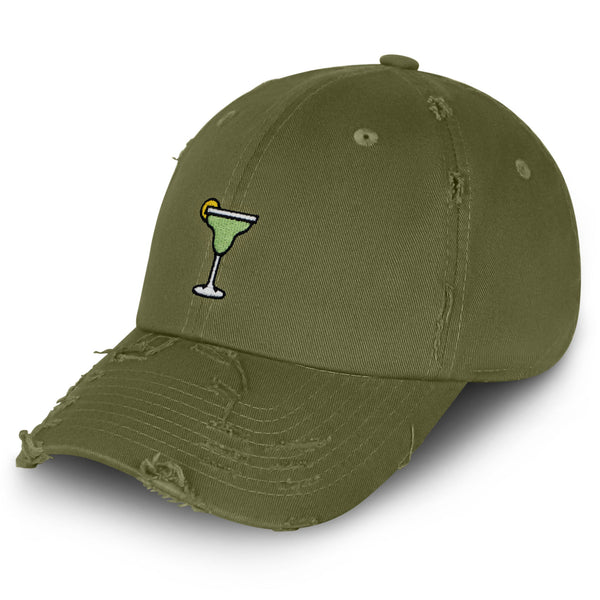 Margarita Vintage Dad Hat Frayed Embroidered Cap Cocktail Party