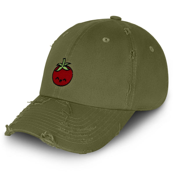 Tomato Vintage Dad Hat Frayed Embroidered Cap Vegetable Vegan