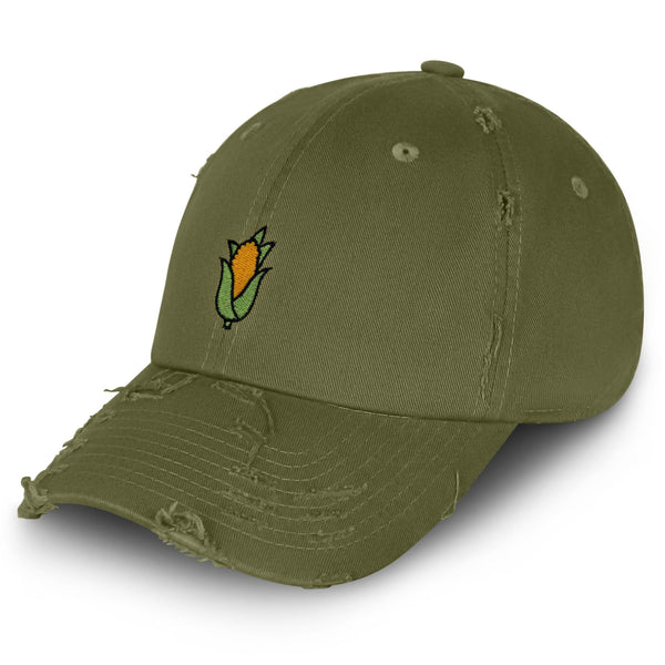 Corn Vintage Dad Hat Frayed Embroidered Cap Vegetable Foodie, Farmers