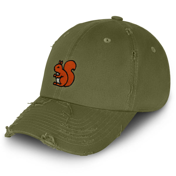 Squirrel Vintage Dad Hat Frayed Embroidered Cap Hamster Chipmunks