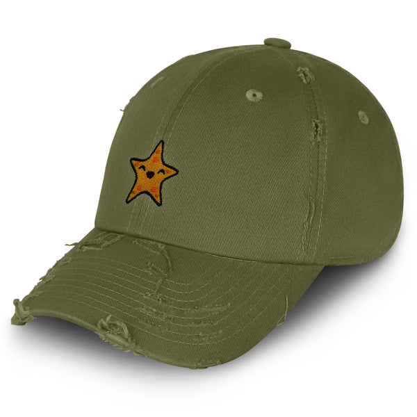 Starfish Vintage Dad Hat Frayed Embroidered Cap Ocean Fishing