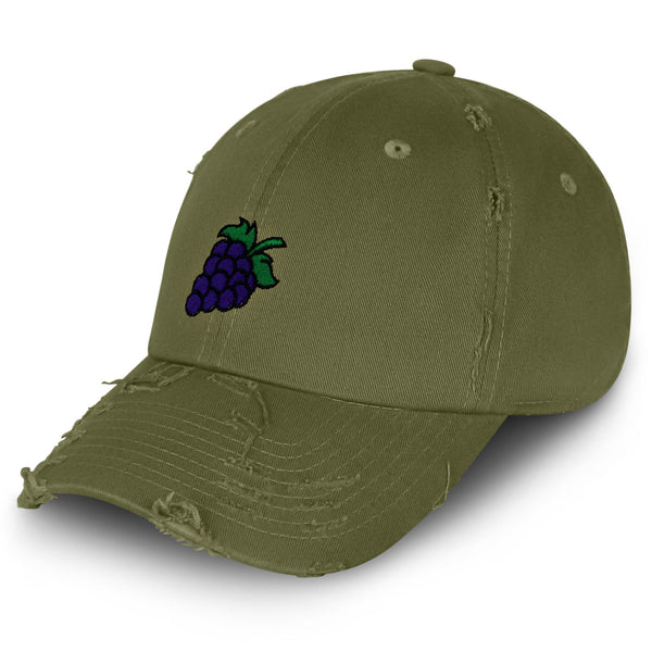 Grape Vintage Dad Hat Frayed Embroidered Cap Farm Farmers, Vegan