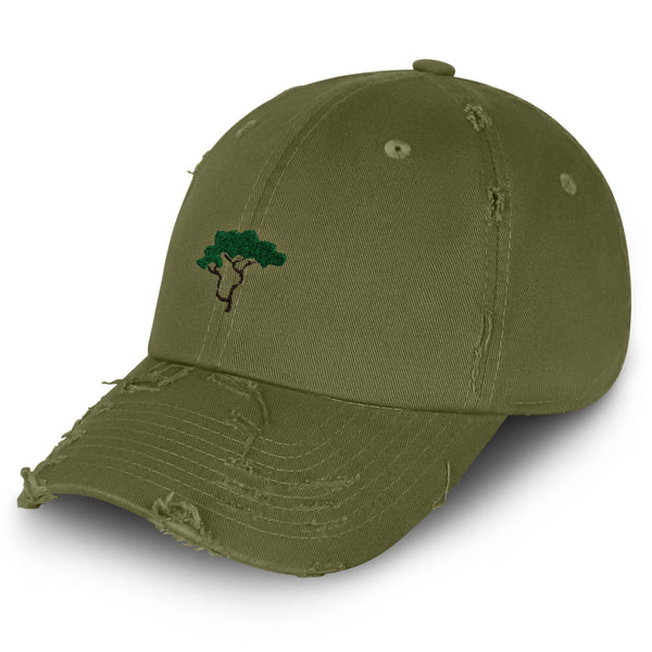 Tree Vintage Dad Hat Frayed Embroidered Cap Hiking