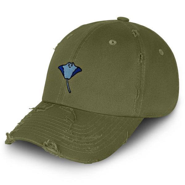 Stingray Vintage Dad Hat Frayed Embroidered Cap Fishing Ocean