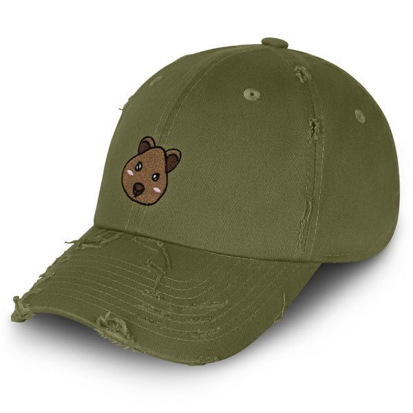 Quokka Face Vintage Dad Hat Frayed Embroidered Cap Cute Animal