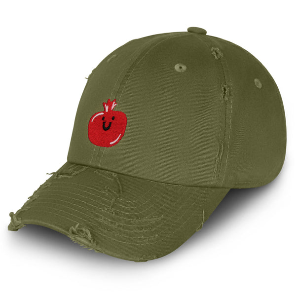 Pomegranate Vintage Dad Hat Frayed Embroidered Cap Fruit, Grenade