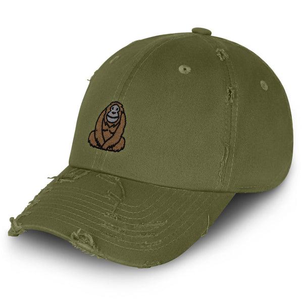 Orangutan Vintage Dad Hat Frayed Embroidered Cap Sumatran Monkey