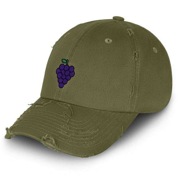 Grapes Vintage Dad Hat Frayed Embroidered Cap Fruit