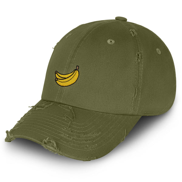 Banana Fruit Vintage Dad Hat Frayed Embroidered Cap Monkey