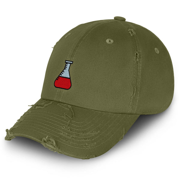 Erlenmeyer Flask Vintage Dad Hat Frayed Embroidered Cap Science