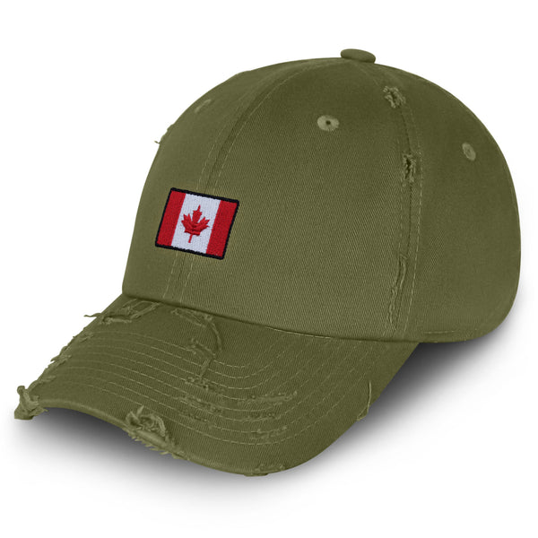 Canadian Flag Vintage Dad Hat Frayed Embroidered Cap Canada Logo