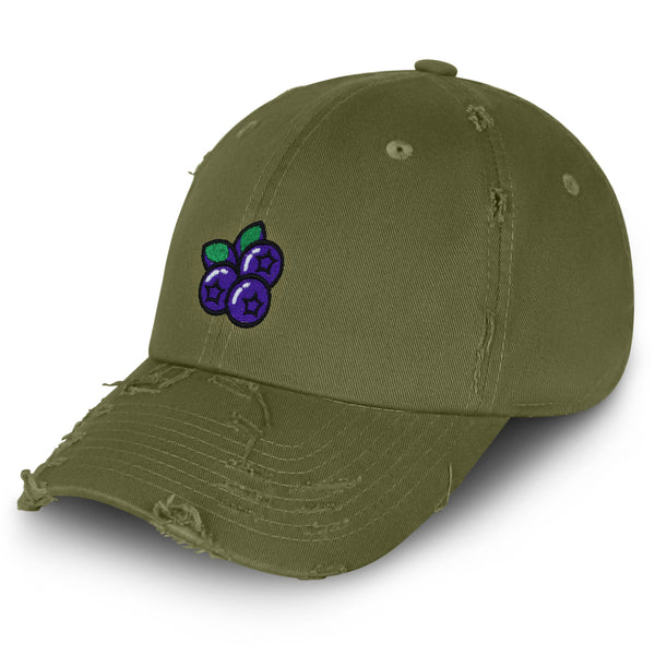 Blueberry Vintage Dad Hat Frayed Embroidered Cap Fruit