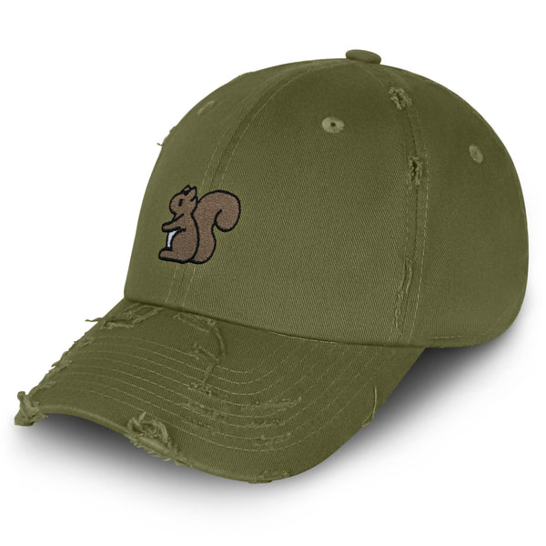 Cute Squirrel Vintage Dad Hat Frayed Embroidered Cap Squirrel Hug