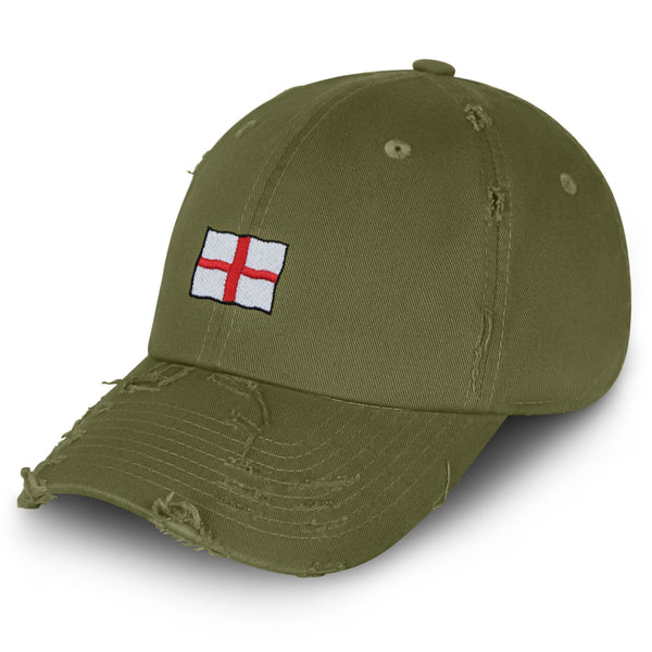 England Flag Vintage Dad Hat Frayed Embroidered Cap Fluttering