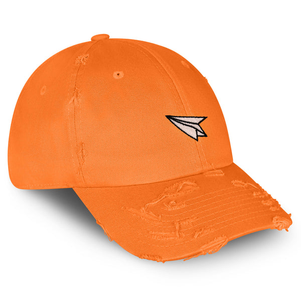 Paper Airplane Vintage Dad Hat Frayed Embroidered Cap Plane Sky