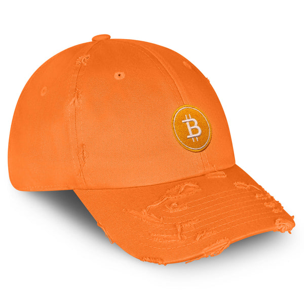 Bitcoin Vintage Dad Hat Frayed Embroidered Cap Cryptocurrency Investing