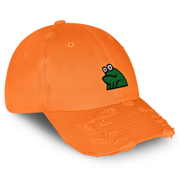 Frog Vintage Dad Hat Frayed Embroidered Cap Funny