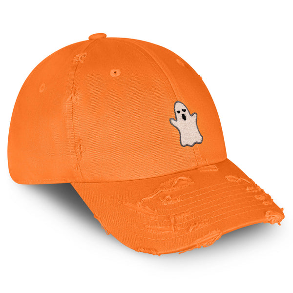 Ghost Vintage Dad Hat Frayed Embroidered Cap Halloween Cute