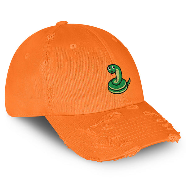 Snake Vintage Dad Hat Frayed Embroidered Cap Scary