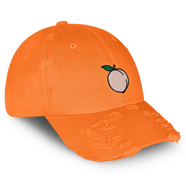 Peach Vintage Dad Hat Frayed Embroidered Cap Cobbler Fruit