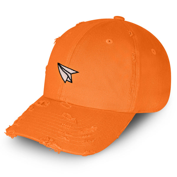 Paper Airplane Vintage Dad Hat Frayed Embroidered Cap Plane Sky