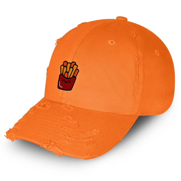 Smiling French Fries Vintage Dad Hat Frayed Embroidered Cap Chips Fast Food