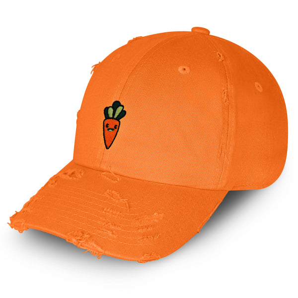 Smiling Carrot Vintage Dad Hat Frayed Embroidered Cap Vegetable Vegan