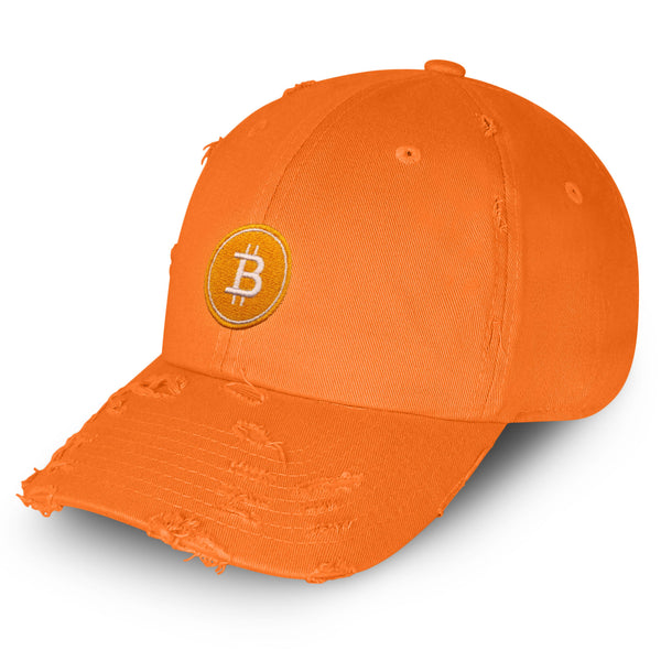 Bitcoin Vintage Dad Hat Frayed Embroidered Cap Cryptocurrency Investing