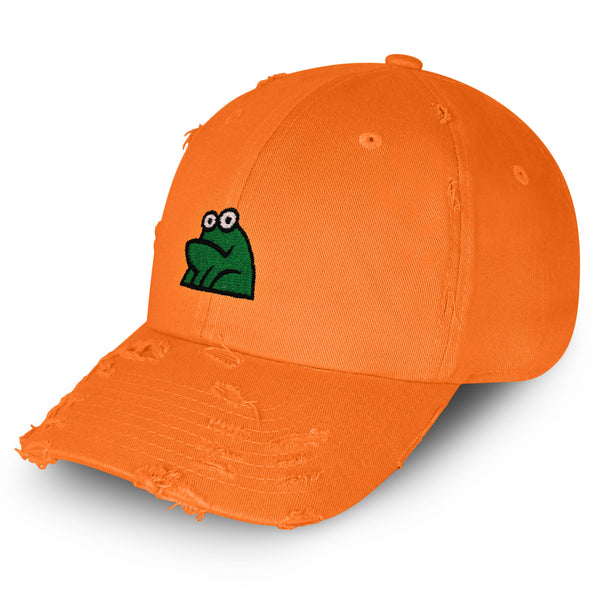 Frog Vintage Dad Hat Frayed Embroidered Cap Funny