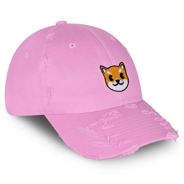 Shiba Vintage Dad Hat Frayed Embroidered Cap Dog Puppy