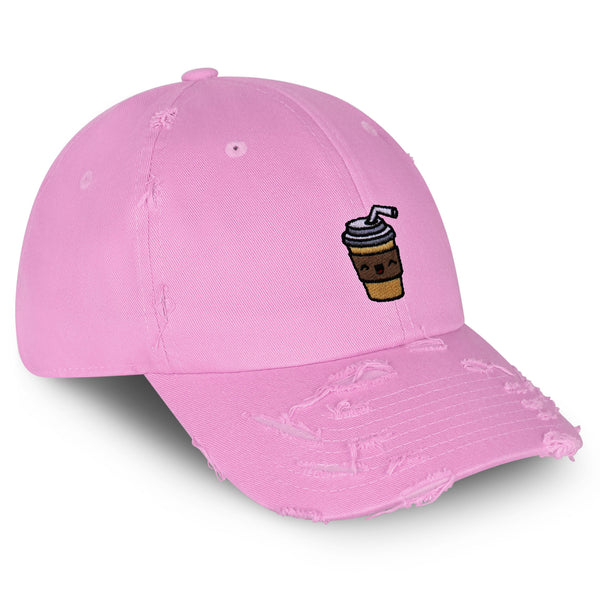 Morning Coffee Vintage Dad Hat Frayed Embroidered Cap Latte Americano