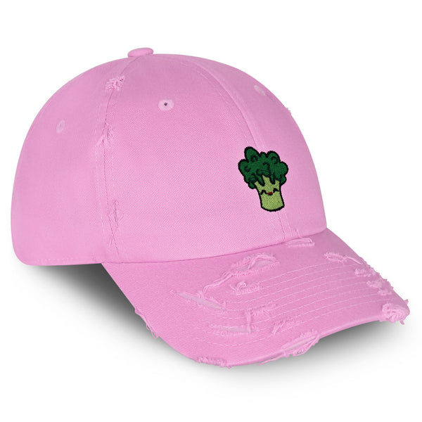 Broccoli Vintage Dad Hat Frayed Embroidered Cap Vegan Vegetable