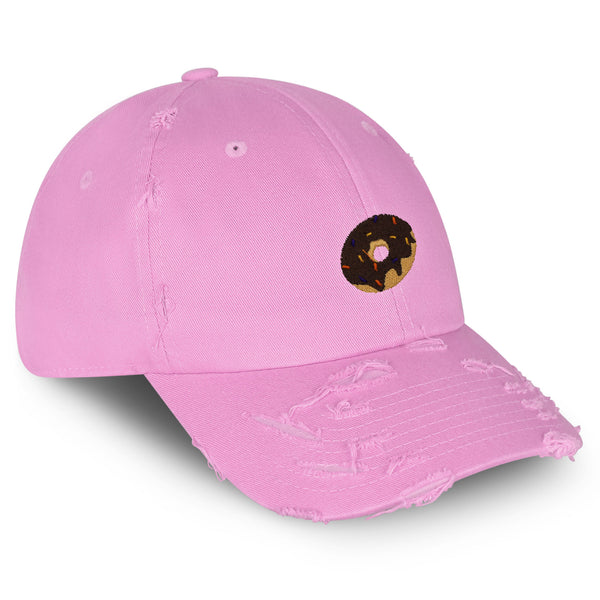 Donut Vintage Dad Hat Frayed Embroidered Cap Doughnut Simpson