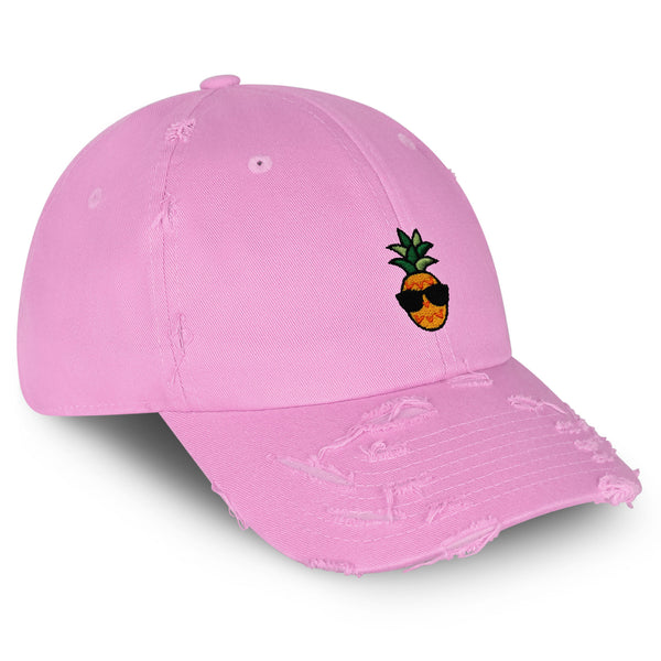 Pineapple Man Vintage Dad Hat Frayed Embroidered Cap Sunglasses