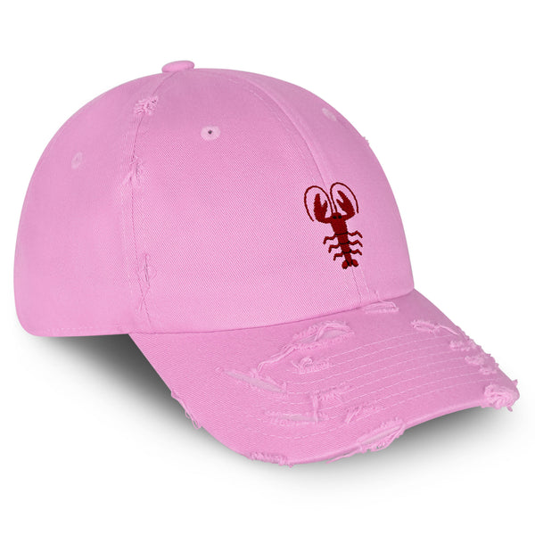 Lobster Vintage Dad Hat Frayed Embroidered Cap Shellfish Foodie