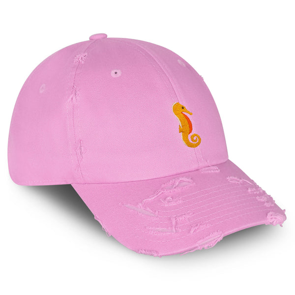 Seahorse Vintage Dad Hat Frayed Embroidered Cap Ocean Sea, Fish