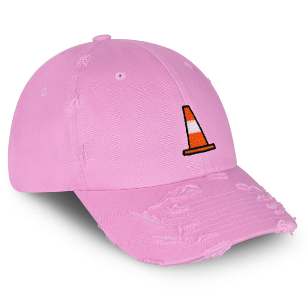 Safety Cone Vintage Dad Hat Frayed Embroidered Cap Construction